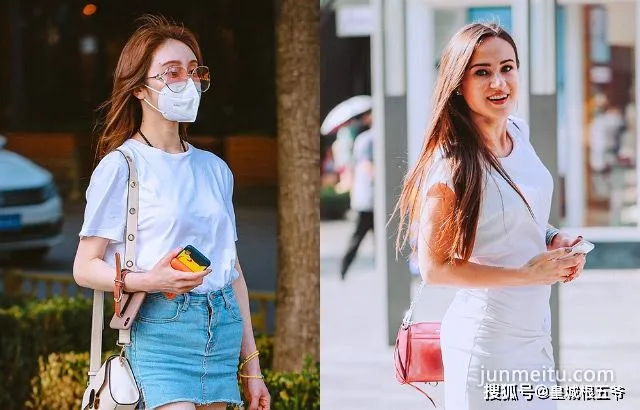 街拍街拍時尚美女日常穿搭，休閑靓麗穿搭，非常有夏日氣息