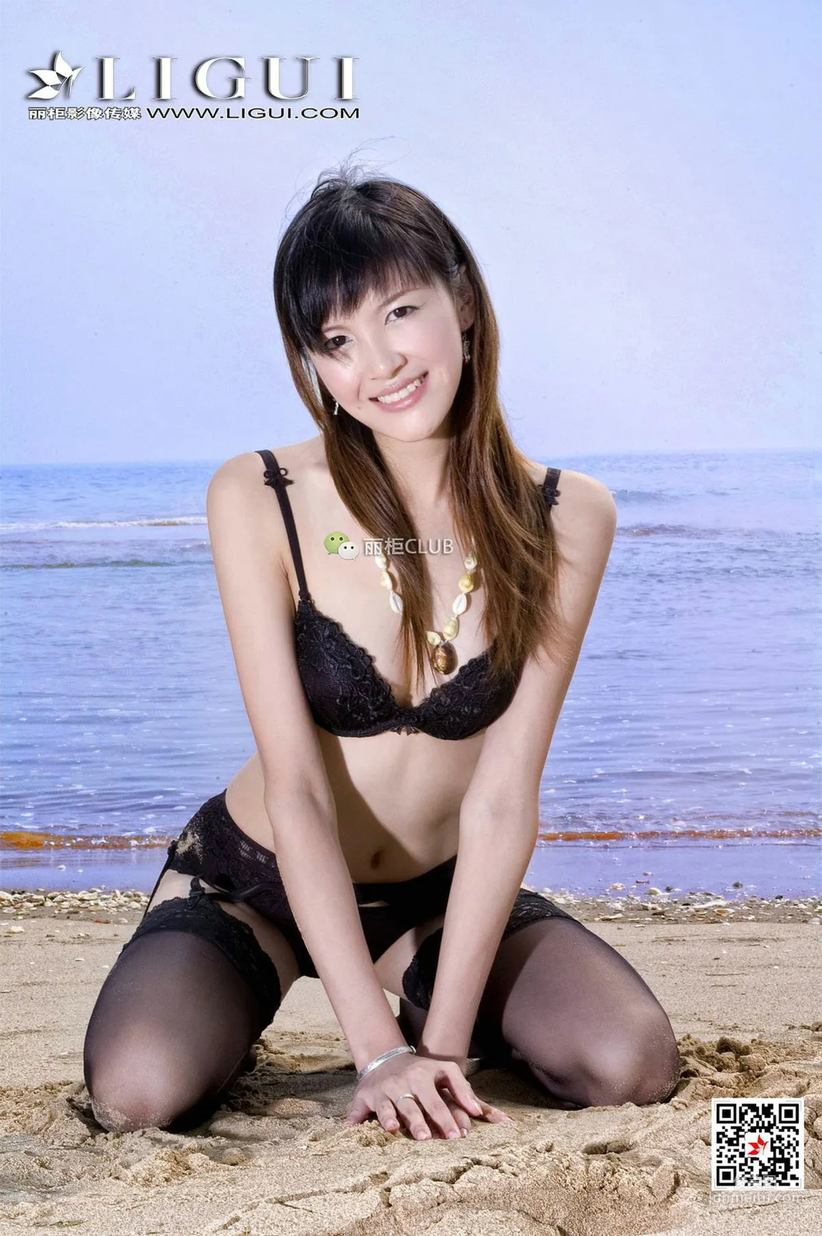 腿模菲儿《沙滩黑丝》 [丽柜Ligui] 写真集12