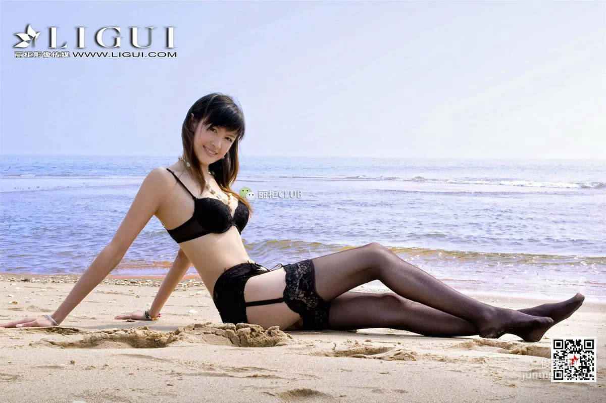 腿模菲儿《沙滩黑丝》 [丽柜Ligui] 写真集3