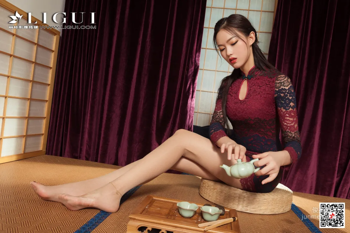腿模敏兒《旗袍茶藝絲足》 [麗櫃Ligui] 網絡麗人 寫真集 42