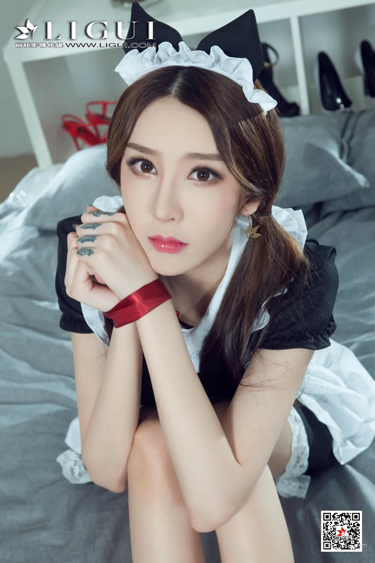腿模兔子《女仆繩藝》 [麗櫃美束Ligui] 網絡麗人 寫真集 41