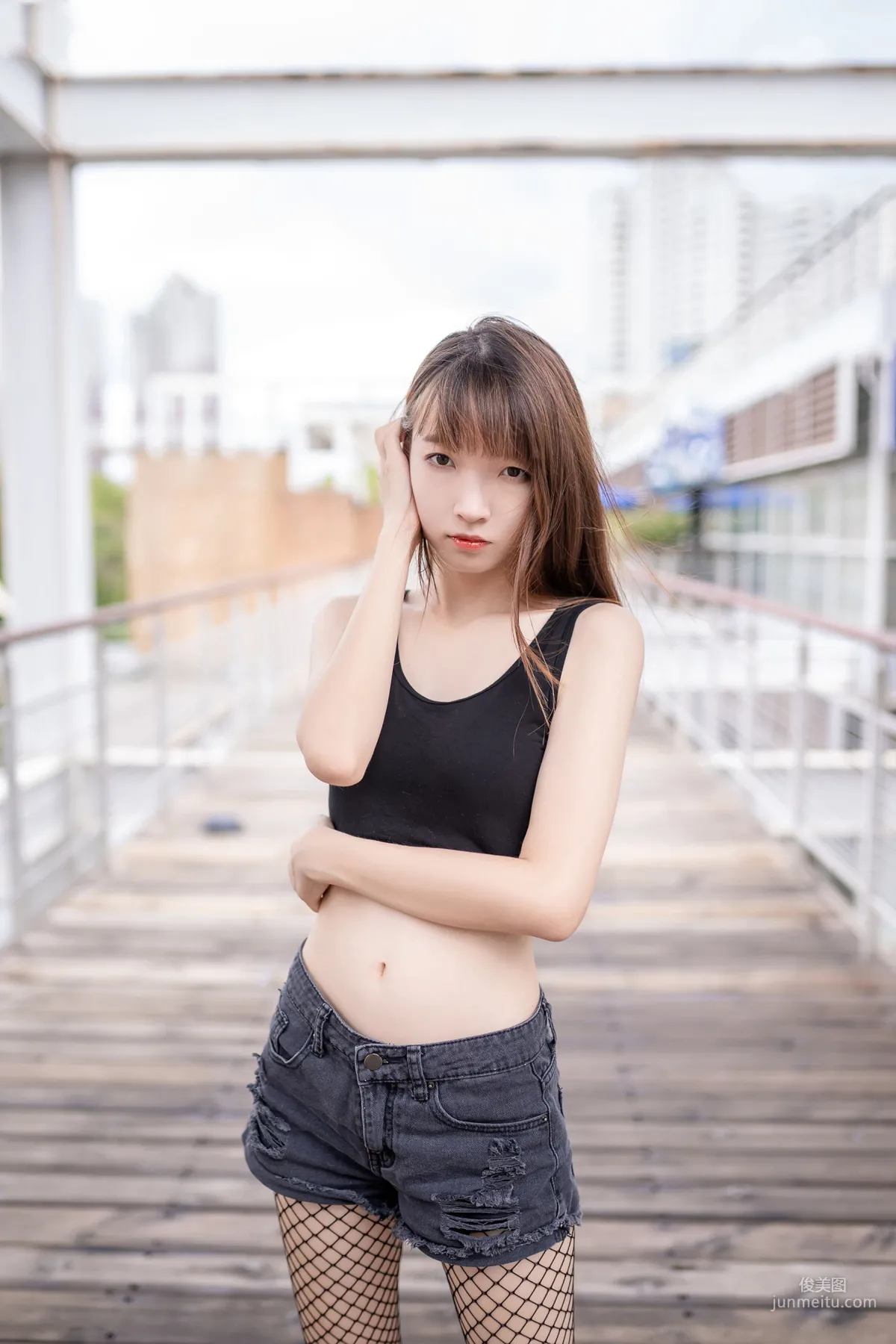 [风之领域] NO.094 超短牛仔短裤黑网袜 写真集28