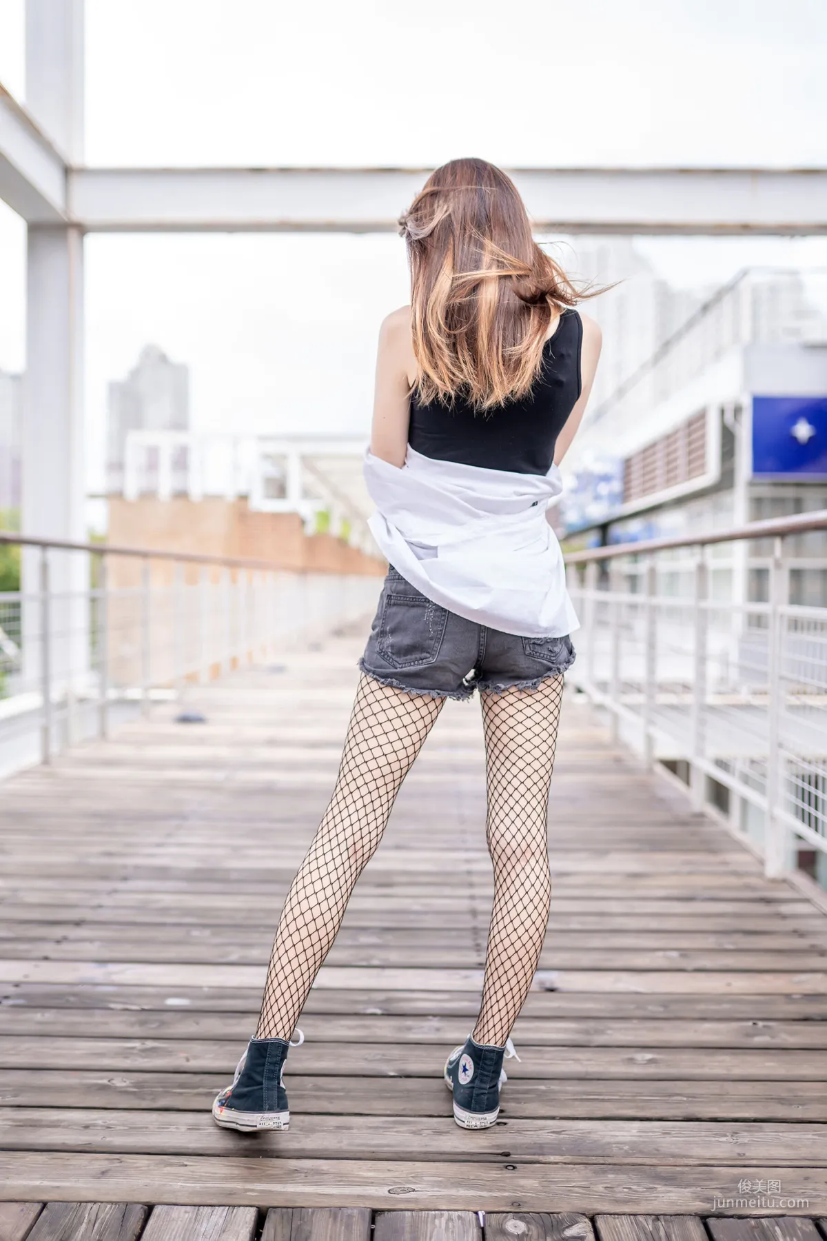 [风之领域] NO.094 超短牛仔短裤黑网袜 写真集24