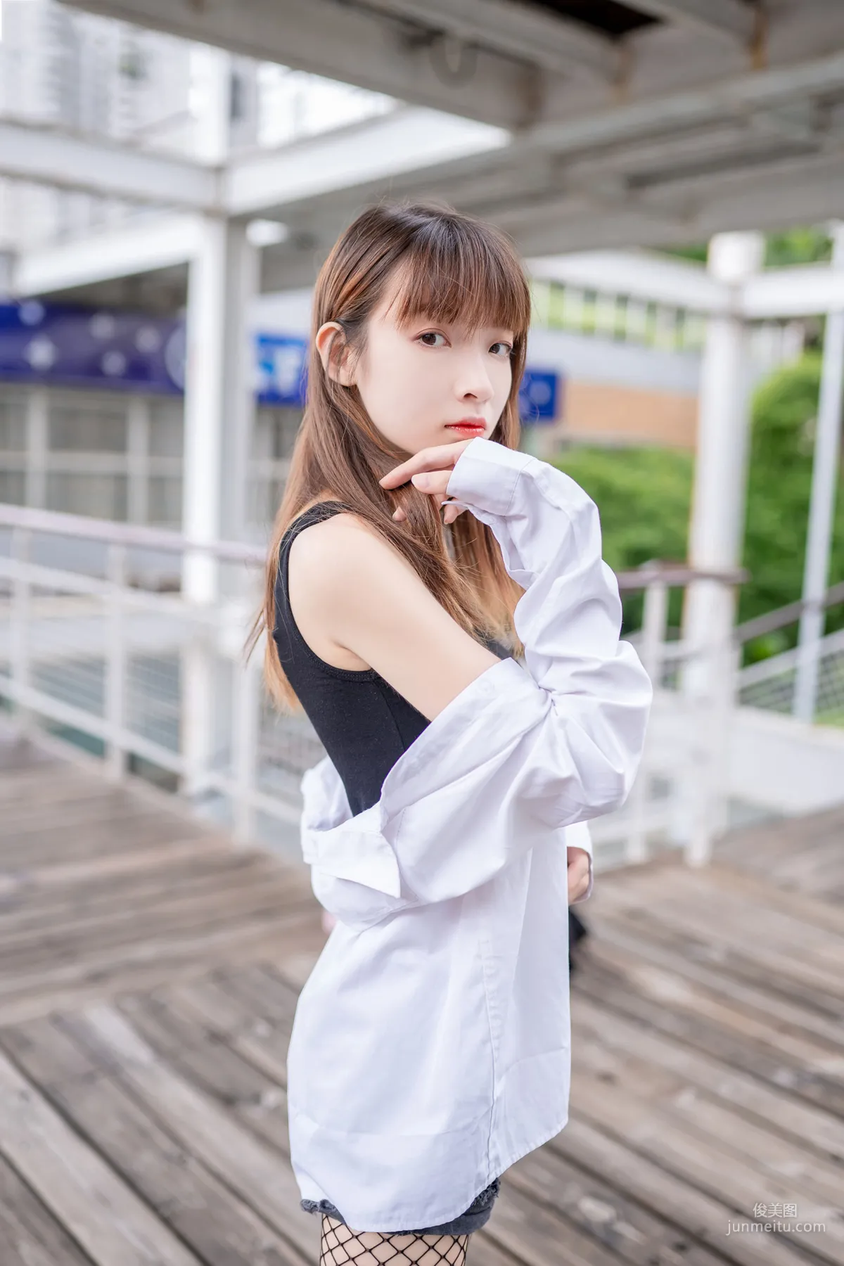 [风之领域] NO.094 超短牛仔短裤黑网袜 写真集10