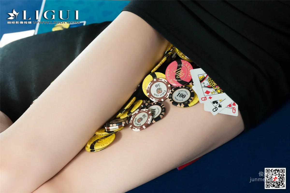 模特兔子《黑絲棋牌官》 [麗櫃Ligui] 美腿絲足寫真集 82