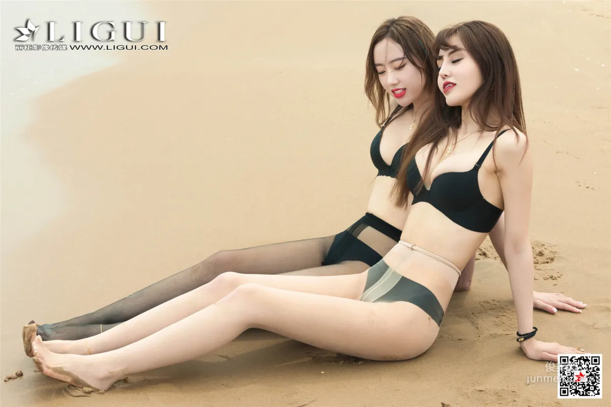 然然&涼兒《沙灘絲襪誘惑》 [麗櫃Ligui] 美腿絲足寫真集 50