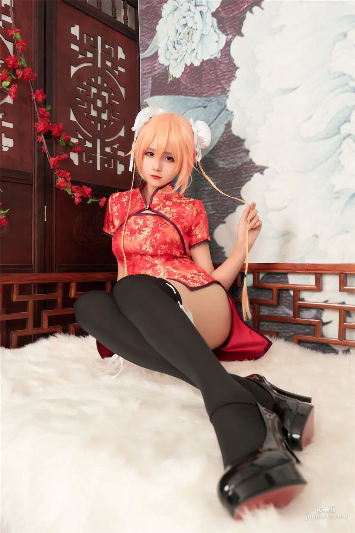 [风之领域] NO.164 红旗袍黑丝COS 写真集1