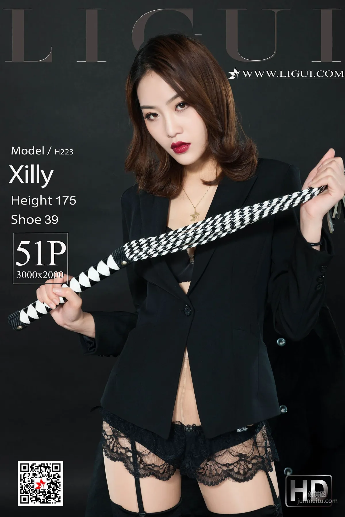 腿模Xilly《黑絲皮鞭系列》 [麗櫃美束LIGUI] 網絡麗人 寫真集 1