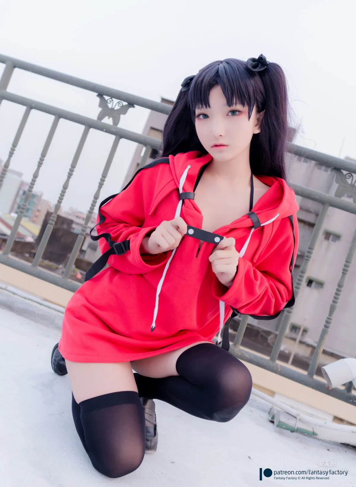 COSER小丁 《单车少女 黑胶 情趣网衫》 [Fantasy Factory] 写真集49