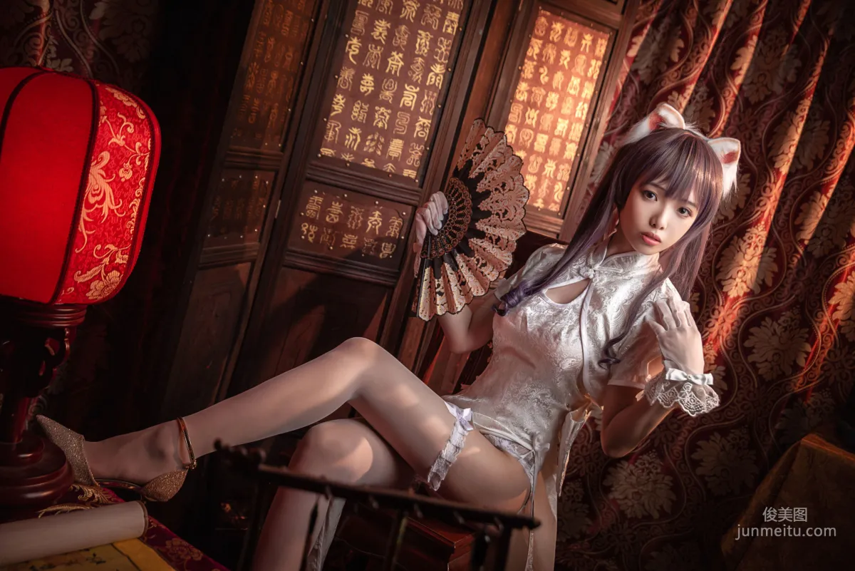 雯妹《旗袍白絲吊帶襪》 [COSPLAY福利] 寫真集 10
