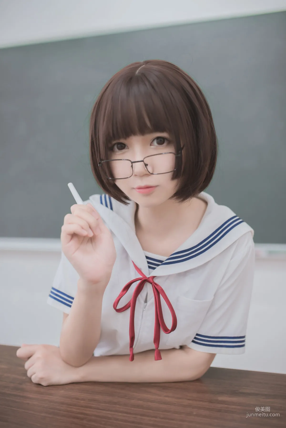 白金Saki《蘑菇頭黑絲JK》 [COSPLAY福利] 寫真集 21