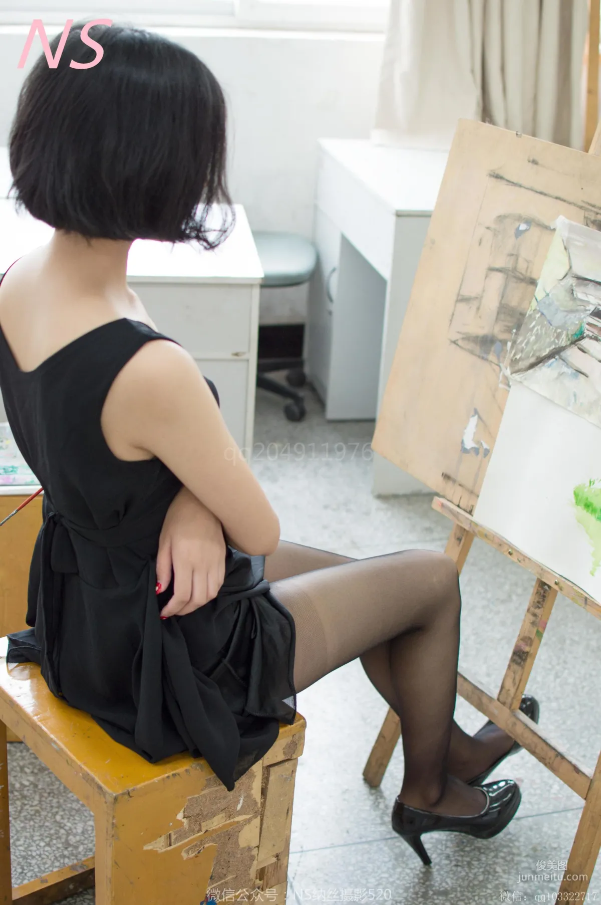 柔惠《黑色丝袜的画室含苞欲放》 [纳丝摄影] 写真集18