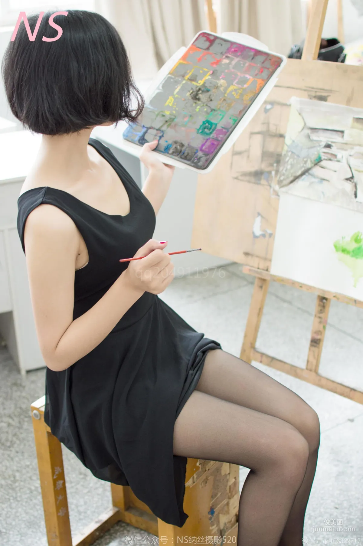 柔惠《黑色丝袜的画室含苞欲放》 [纳丝摄影] 写真集15