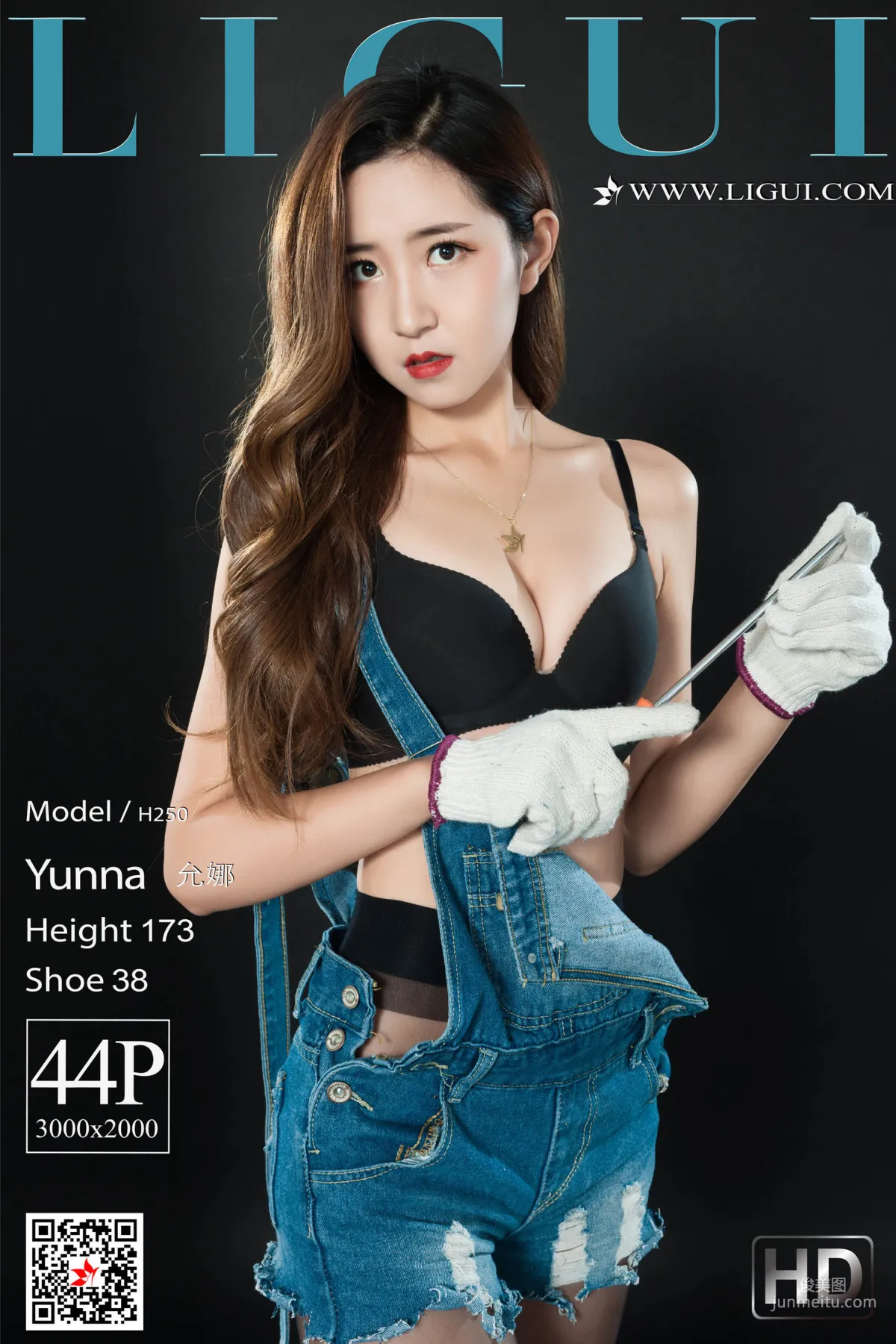 允娜《黑丝吊带牛仔女神》 [丽柜Ligui] 写真集1
