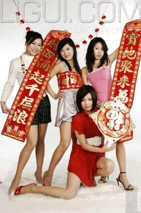 [麗櫃LiGui] Model 卡魯魯＆慕子＆海倫＆由美《鼠年大吉》絲足寫真圖片