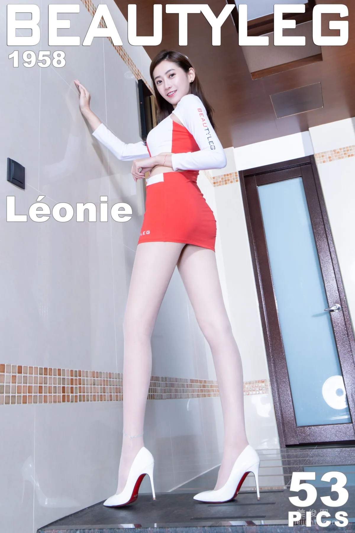 [Beautyleg] No.1958 Leonie《黑絲網襪+肉絲套裙》 制服美腿寫真集 1