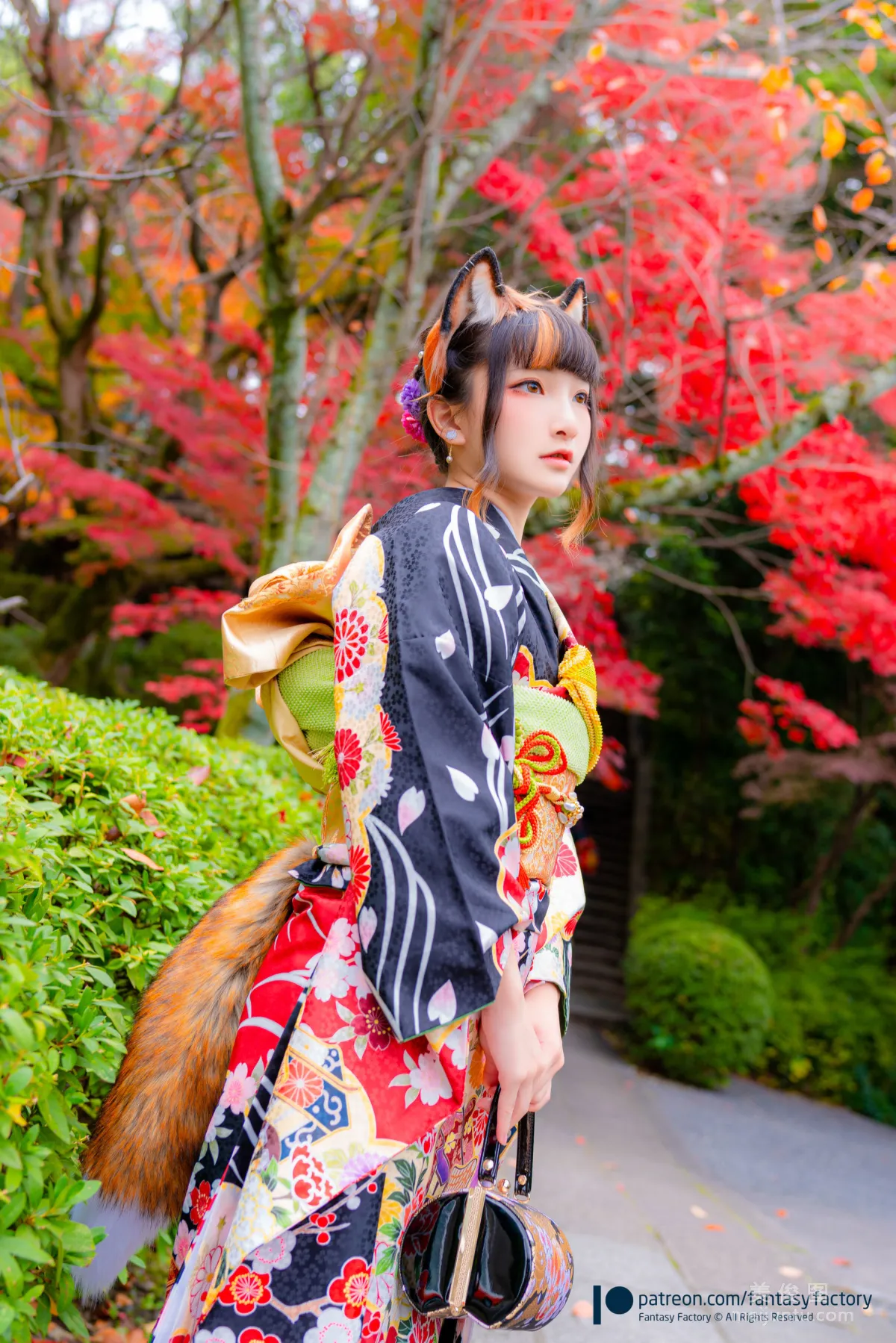 [Fantasy Factory] 小丁Cosplay 2020.01 《黑絲 和服 JK》 寫真集 49