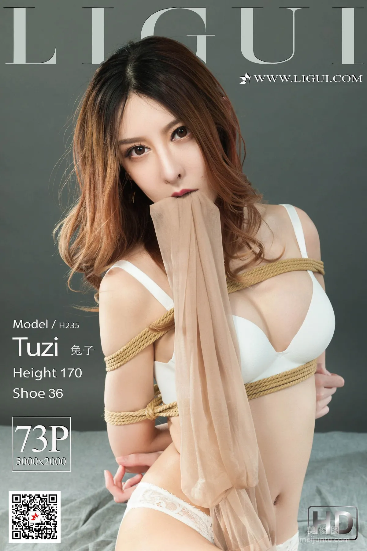[丽柜美束Ligui] Model 兔子《肉丝捆绑绳艺》 写真集1