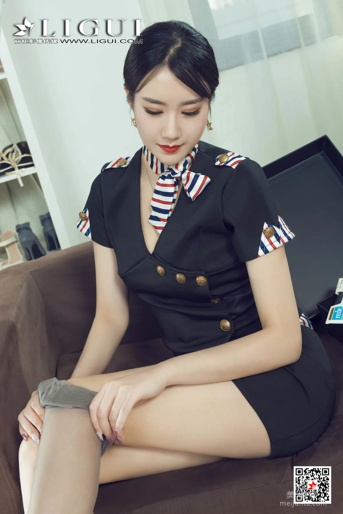 [麗櫃Ligui] Model 子晴 - 極品灰絲空姐美腿 78