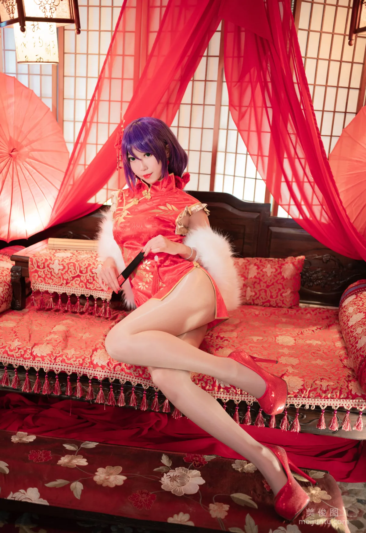 [Cosplay寫真] 動漫博主Money冷冷 - 高雄紅旗袍 12