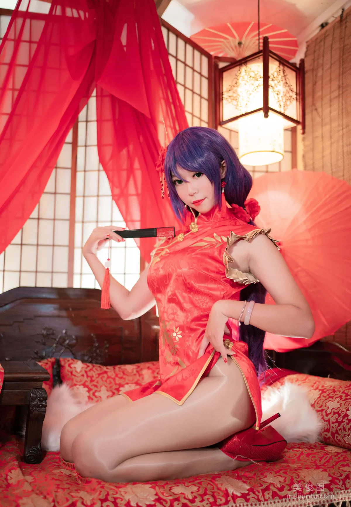 [Cosplay寫真] 動漫博主Money冷冷 - 高雄紅旗袍 13