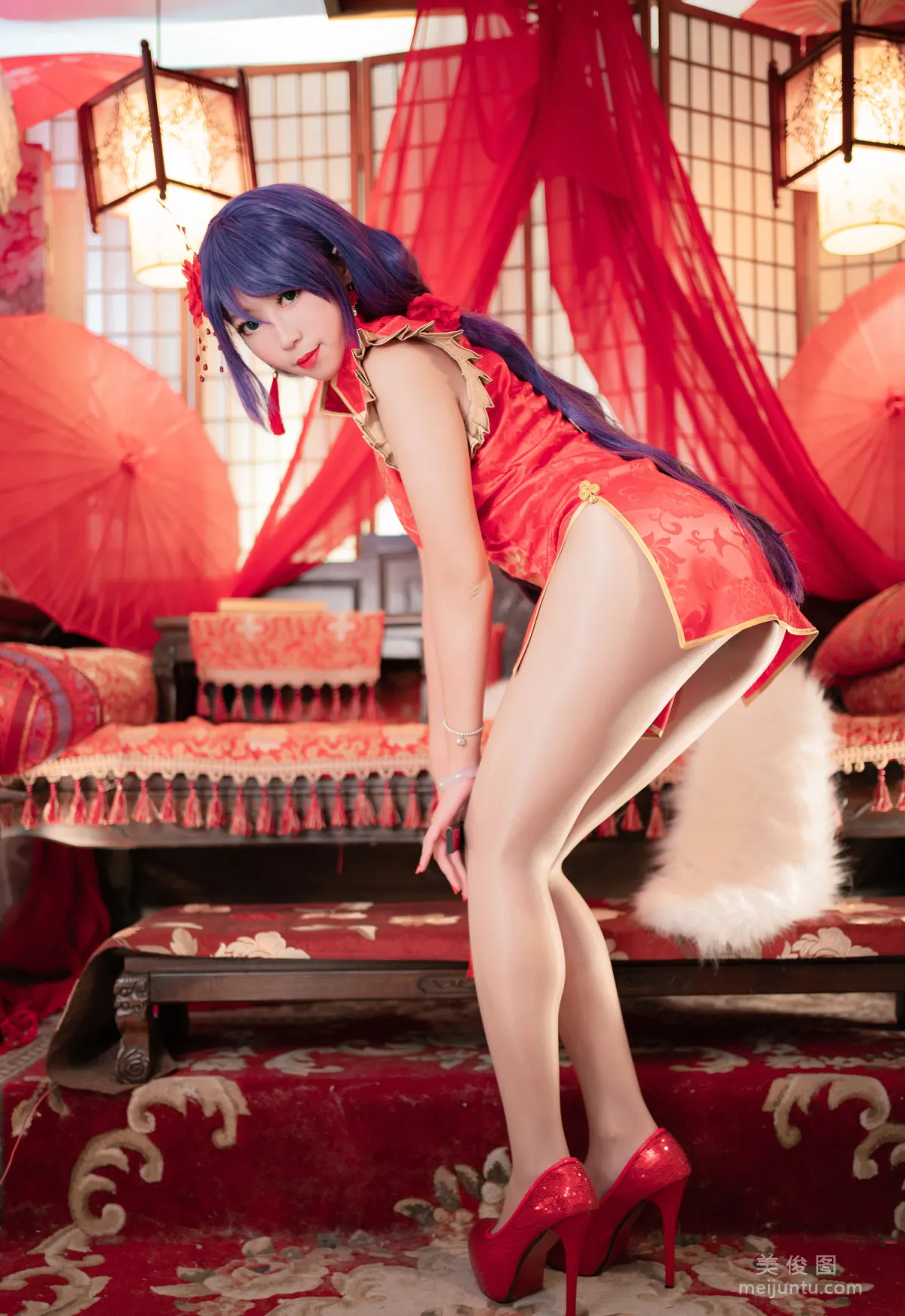 [Cosplay寫真] 動漫博主Money冷冷 - 高雄紅旗袍 10