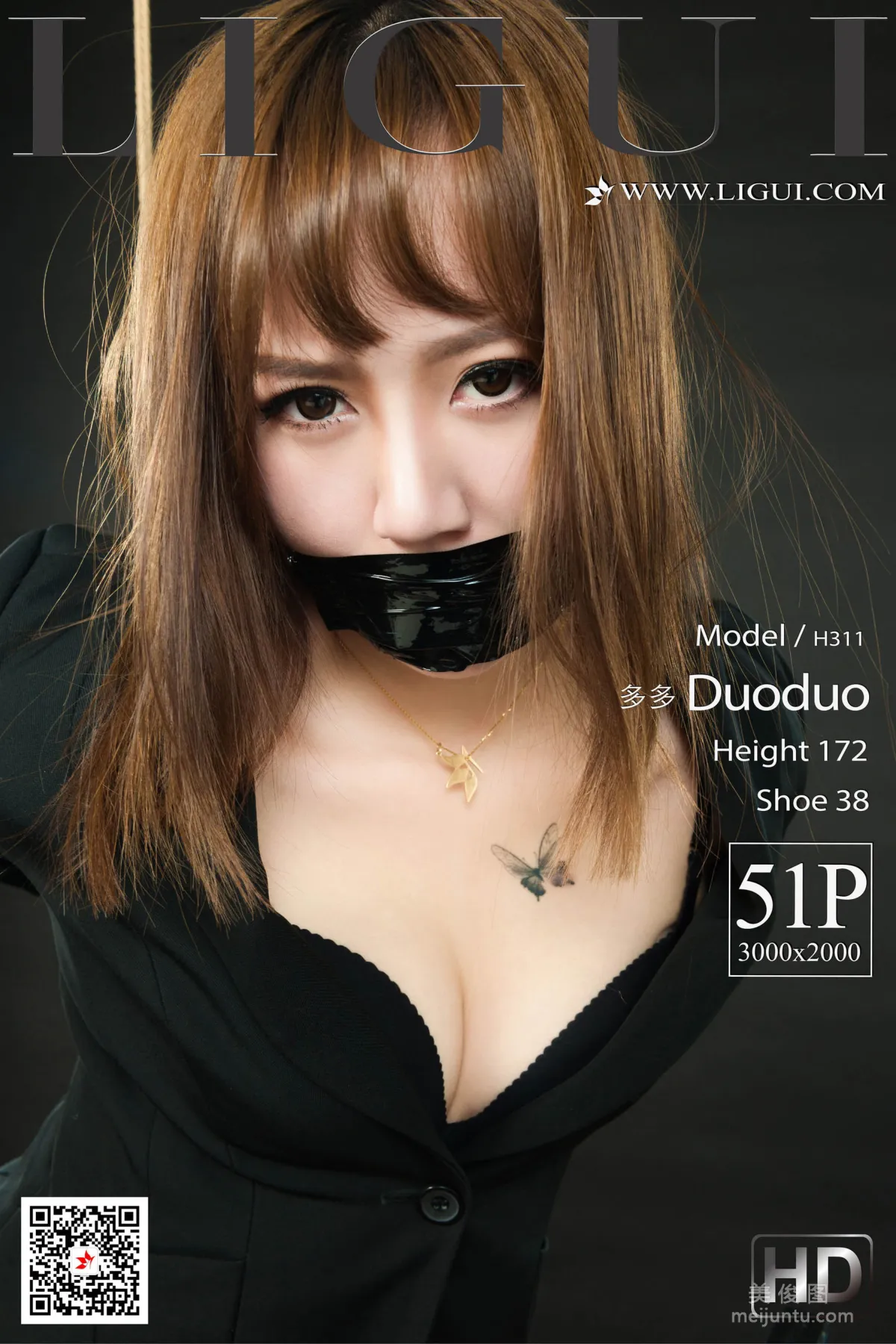 [丽柜美束Ligui] 网络丽人 Model 多多 - 黑丝捆绑女郎1