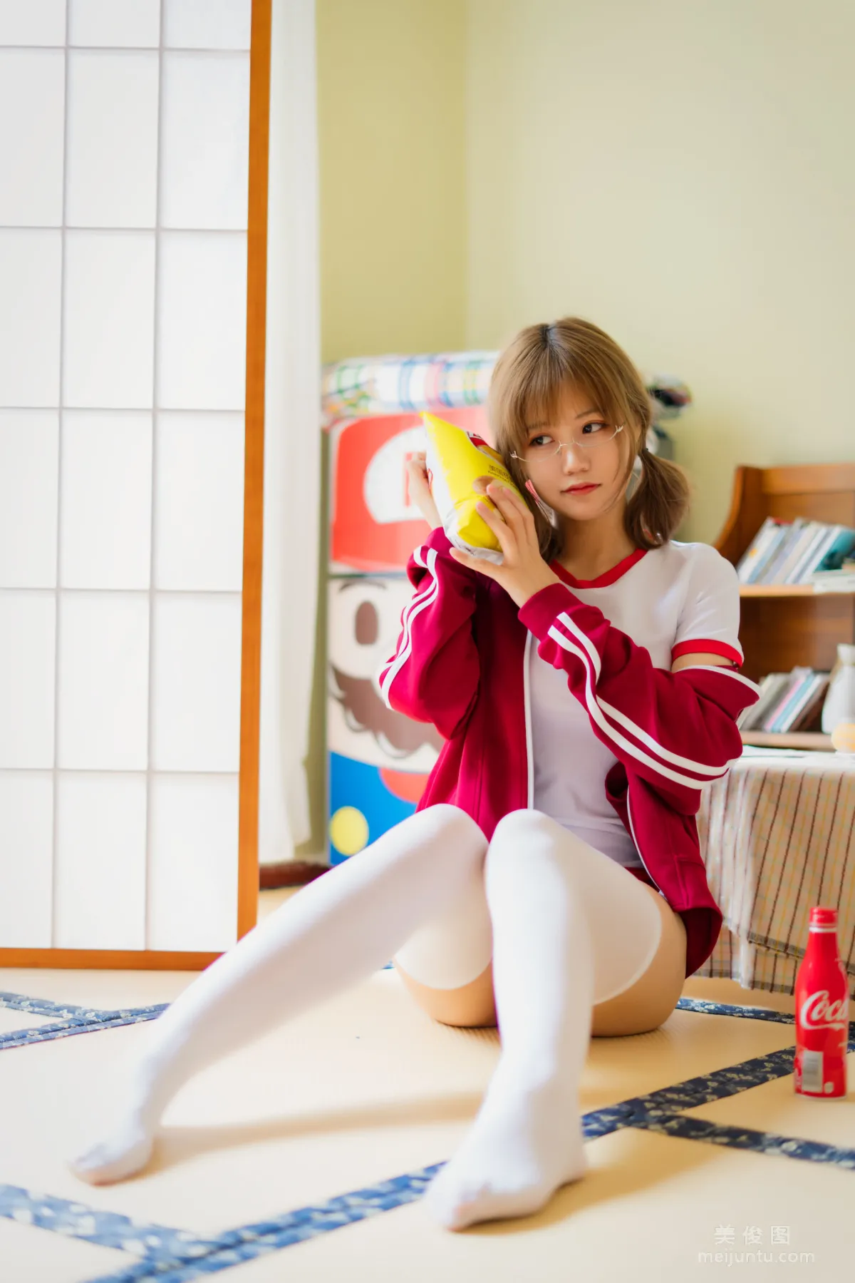 [網紅COSER] 小倉千代w - 紅色體操服 寫真集 44