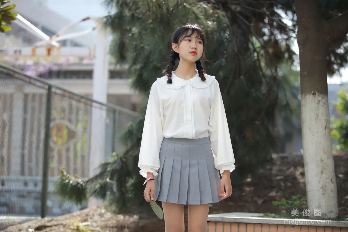[奈絲] NO.072 小橙子 - 紮馬尾辮 穿白褶裙 27