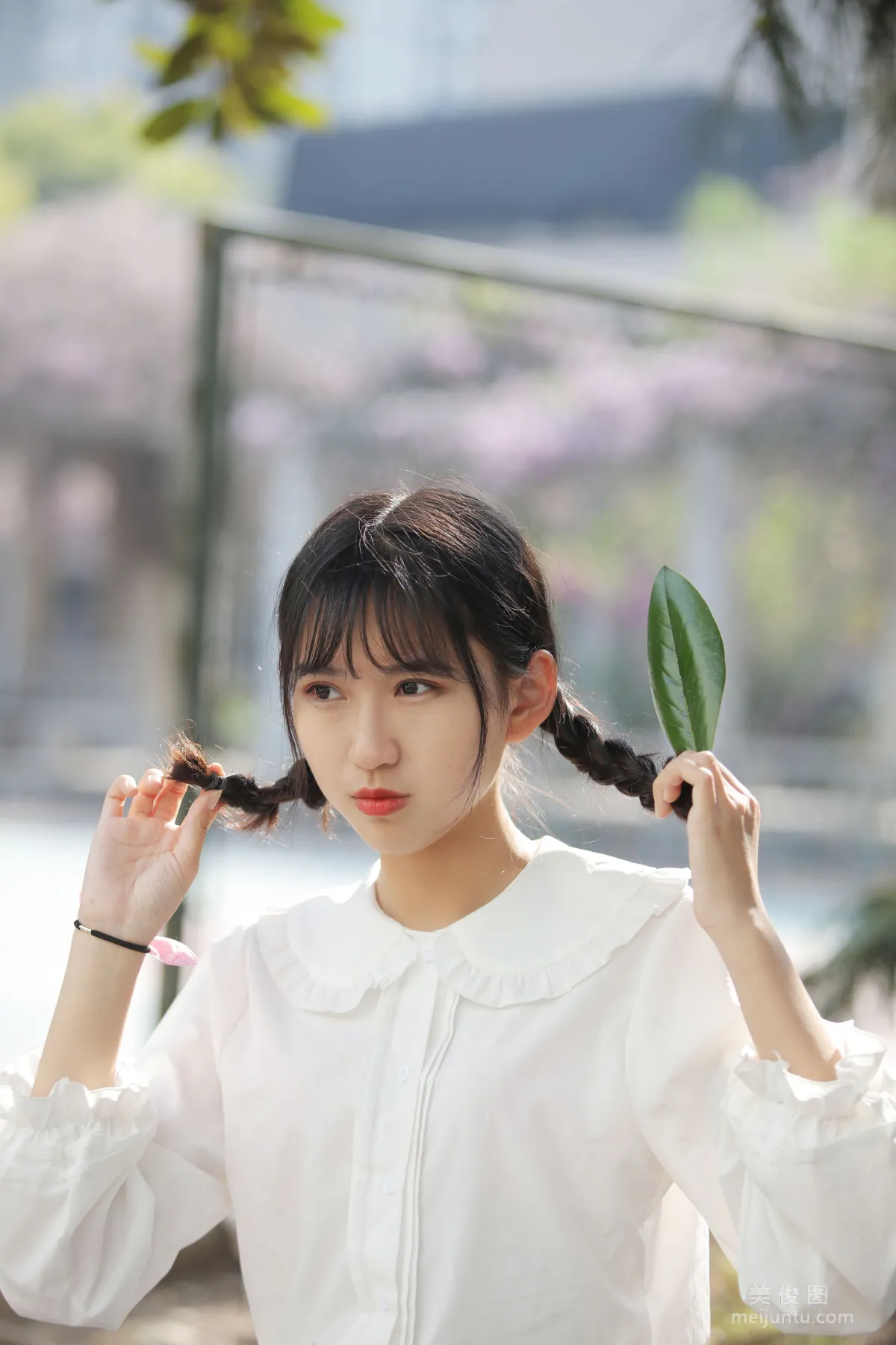 [奈絲] NO.072 小橙子 - 紮馬尾辮 穿白褶裙 30