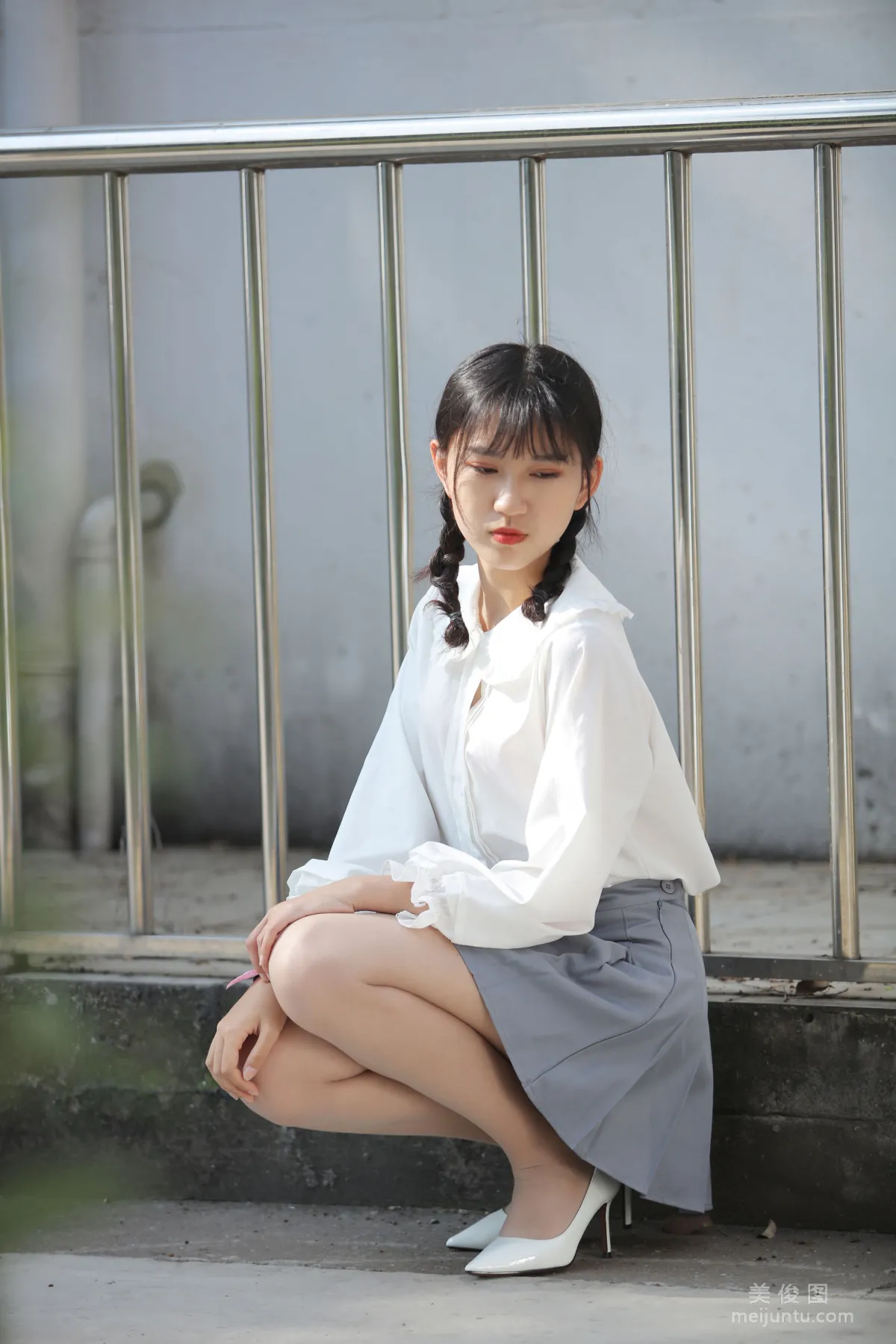 [奈絲] NO.072 小橙子 - 紮馬尾辮 穿白褶裙 18