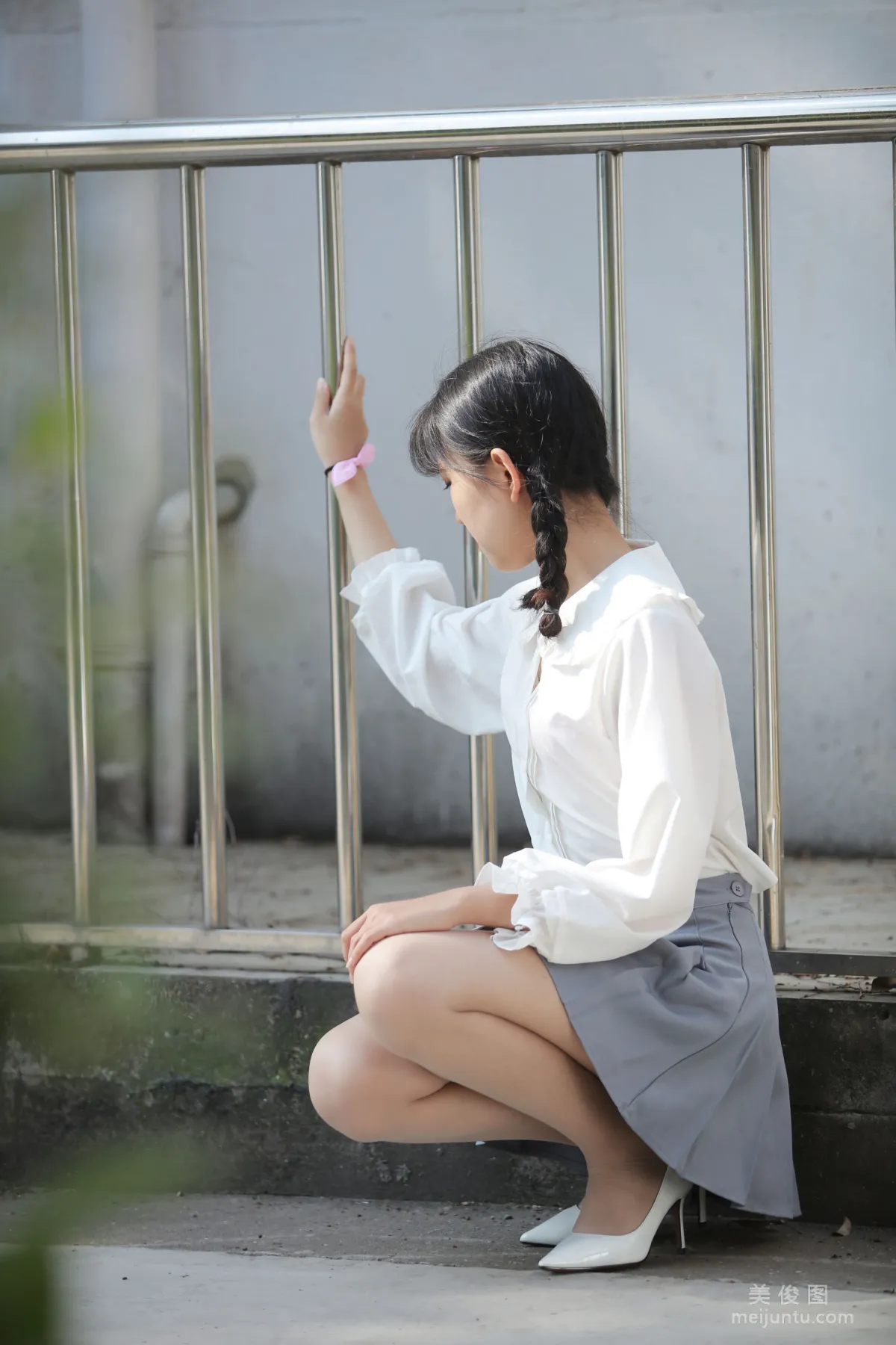 [奈絲] NO.072 小橙子 - 紮馬尾辮 穿白褶裙 19