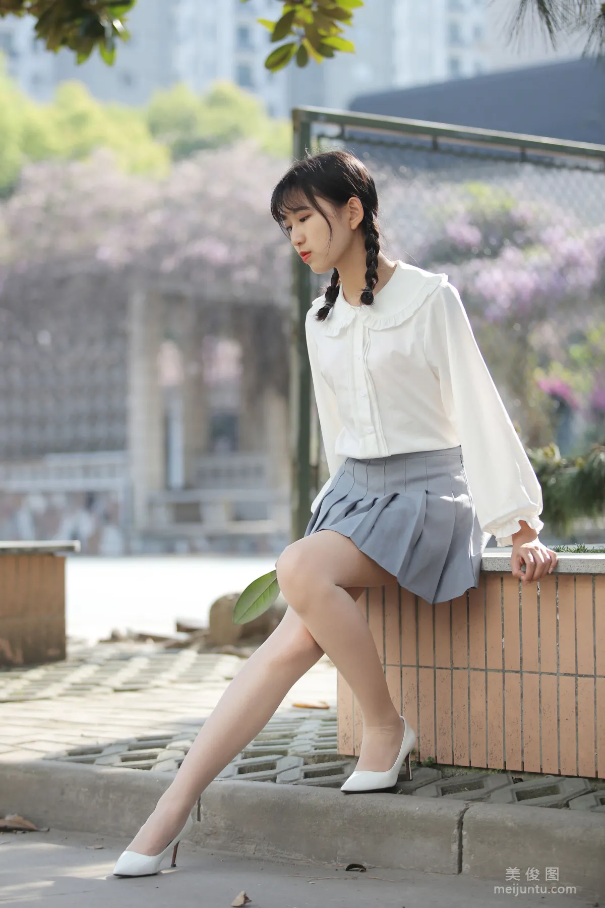 [奈絲] NO.072 小橙子 - 紮馬尾辮 穿白褶裙 29