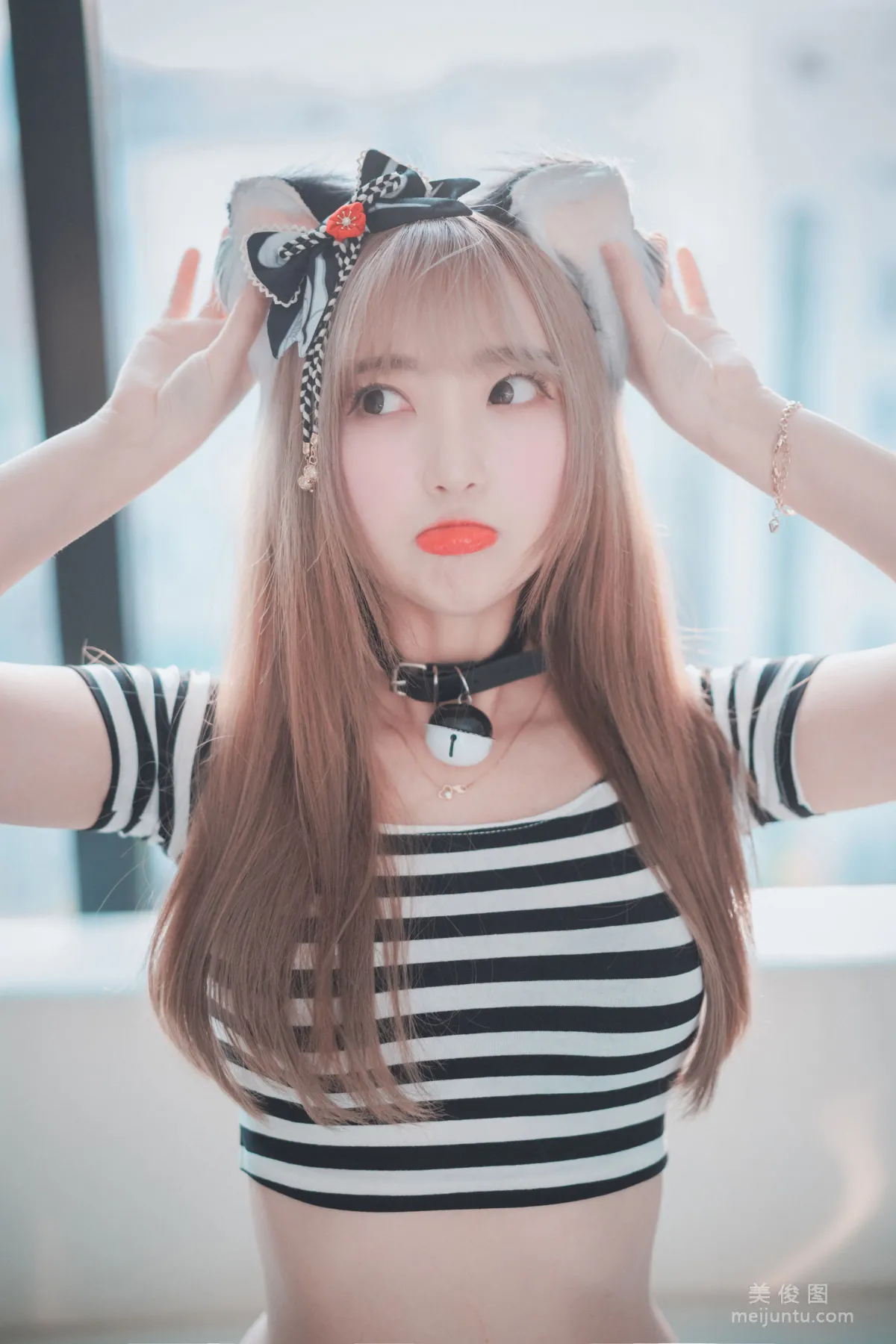 [DJAWA] Hanari - Catgirl in Stripes 寫真套圖 10