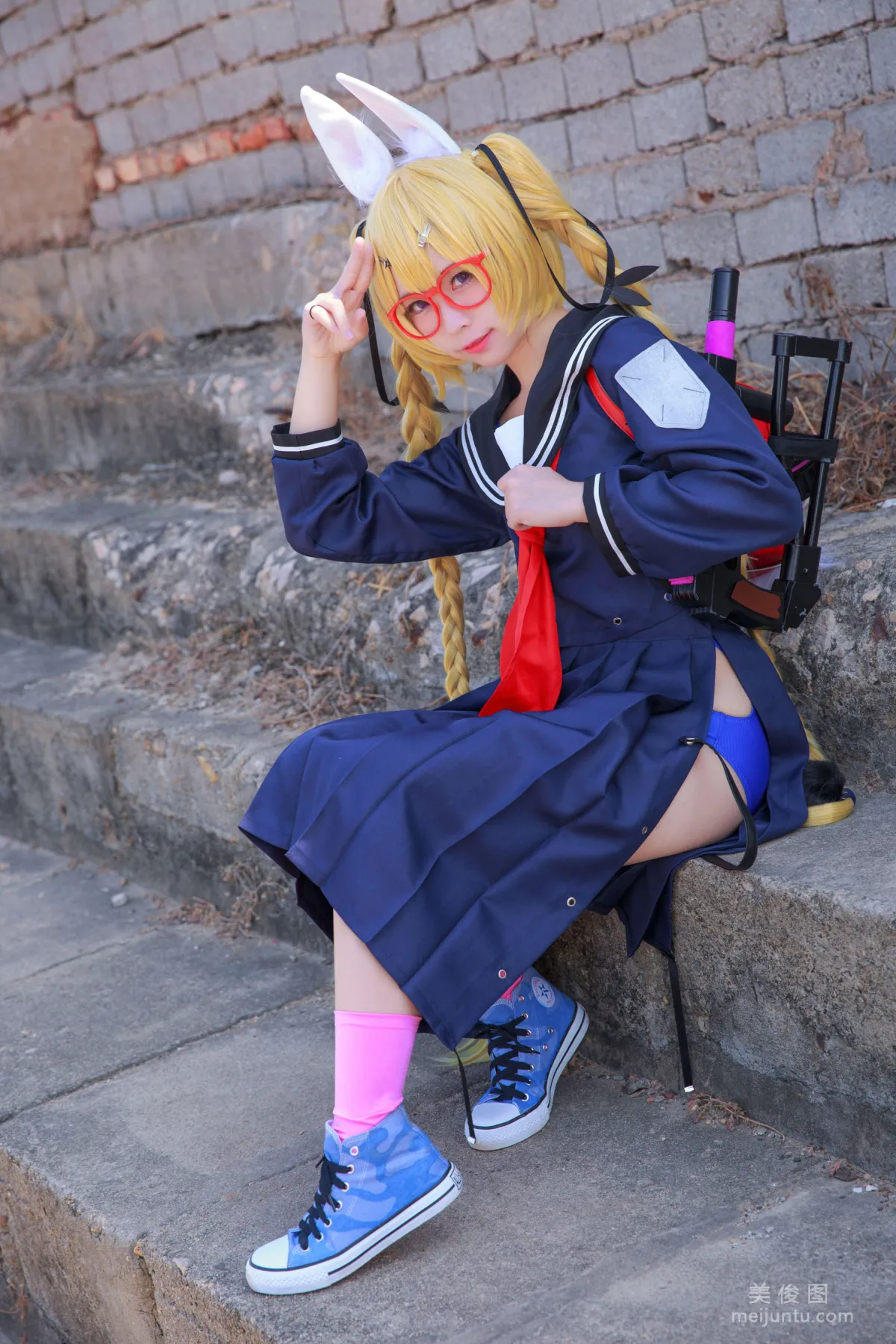 [網紅COSER寫真] 動漫博主G44不會受傷 - 旋風校服 1