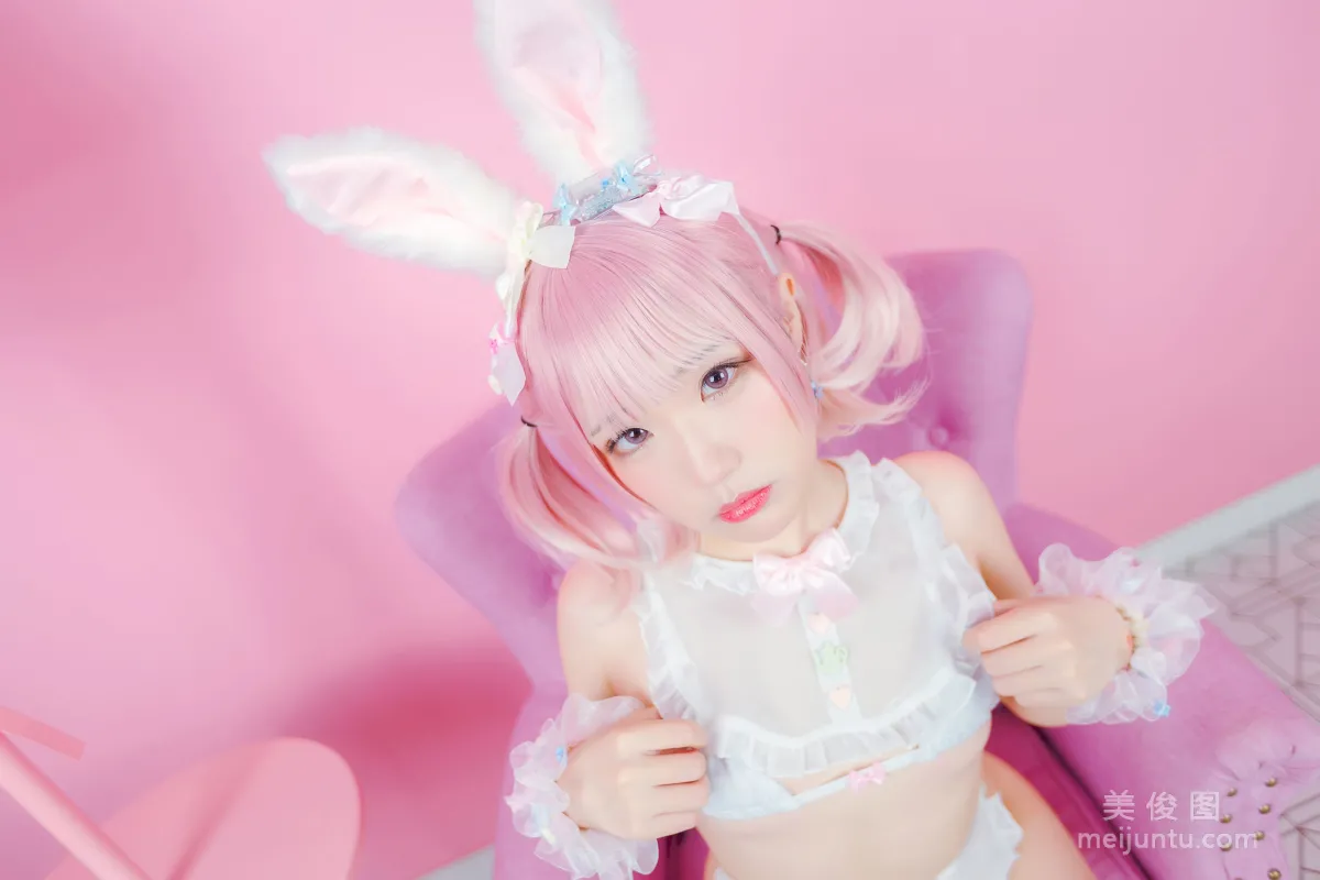 [網紅COSER寫真] Mime彌美 - 白粉色兔女郎 2