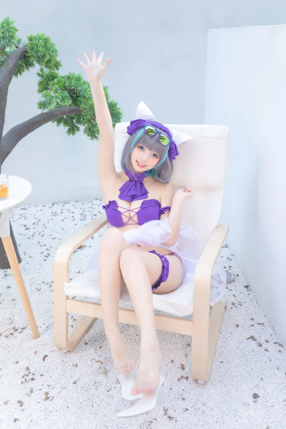 [网红COSER] 萝莉神楽板真冬 之 柴郡 - 纯色庭院  写真套图37