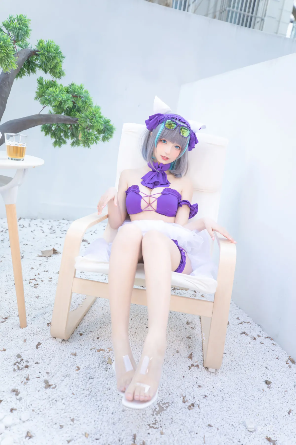 [网红COSER] 萝莉神楽板真冬 之 柴郡 - 纯色庭院  写真套图1