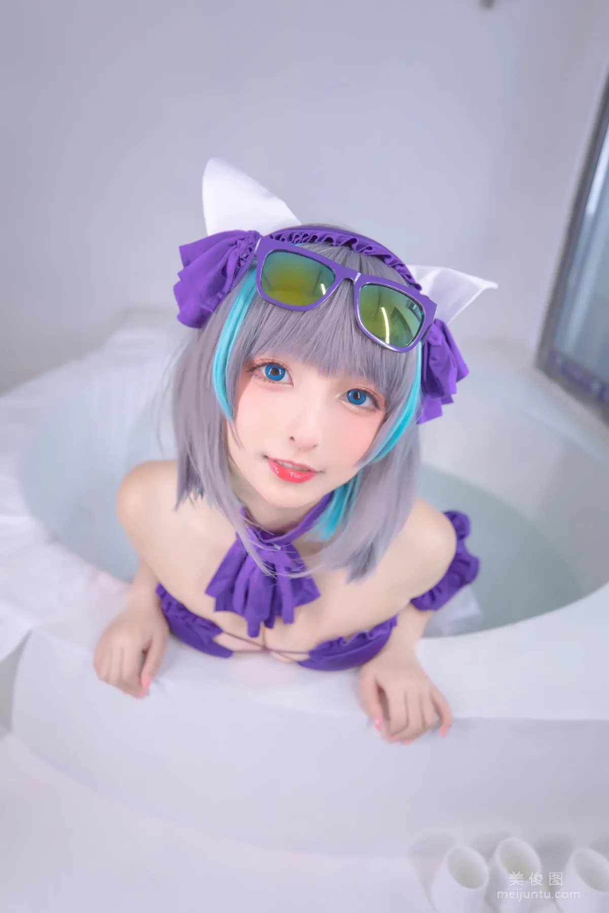 [网红COSER] 萝莉神楽板真冬 之 柴郡 - 纯色庭院  写真套图66