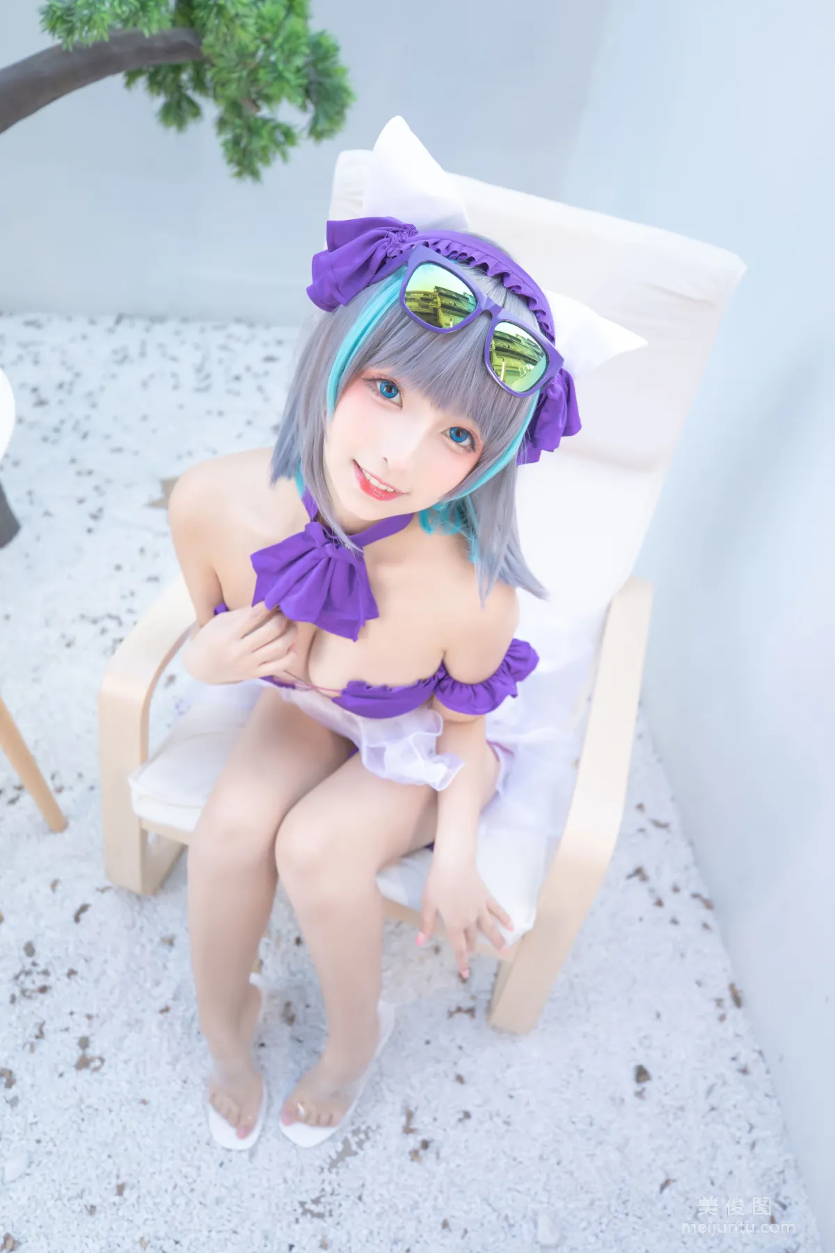 [网红COSER] 萝莉神楽板真冬 之 柴郡 - 纯色庭院  写真套图10