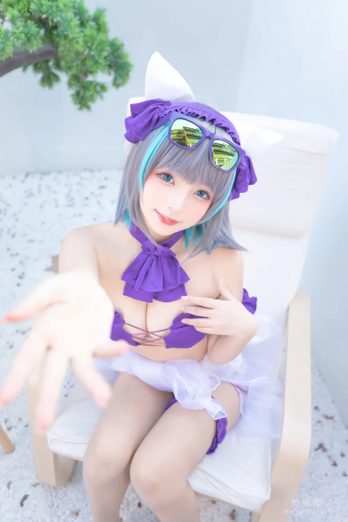 [网红COSER] 萝莉神楽板真冬 之 柴郡 - 纯色庭院  写真套图7