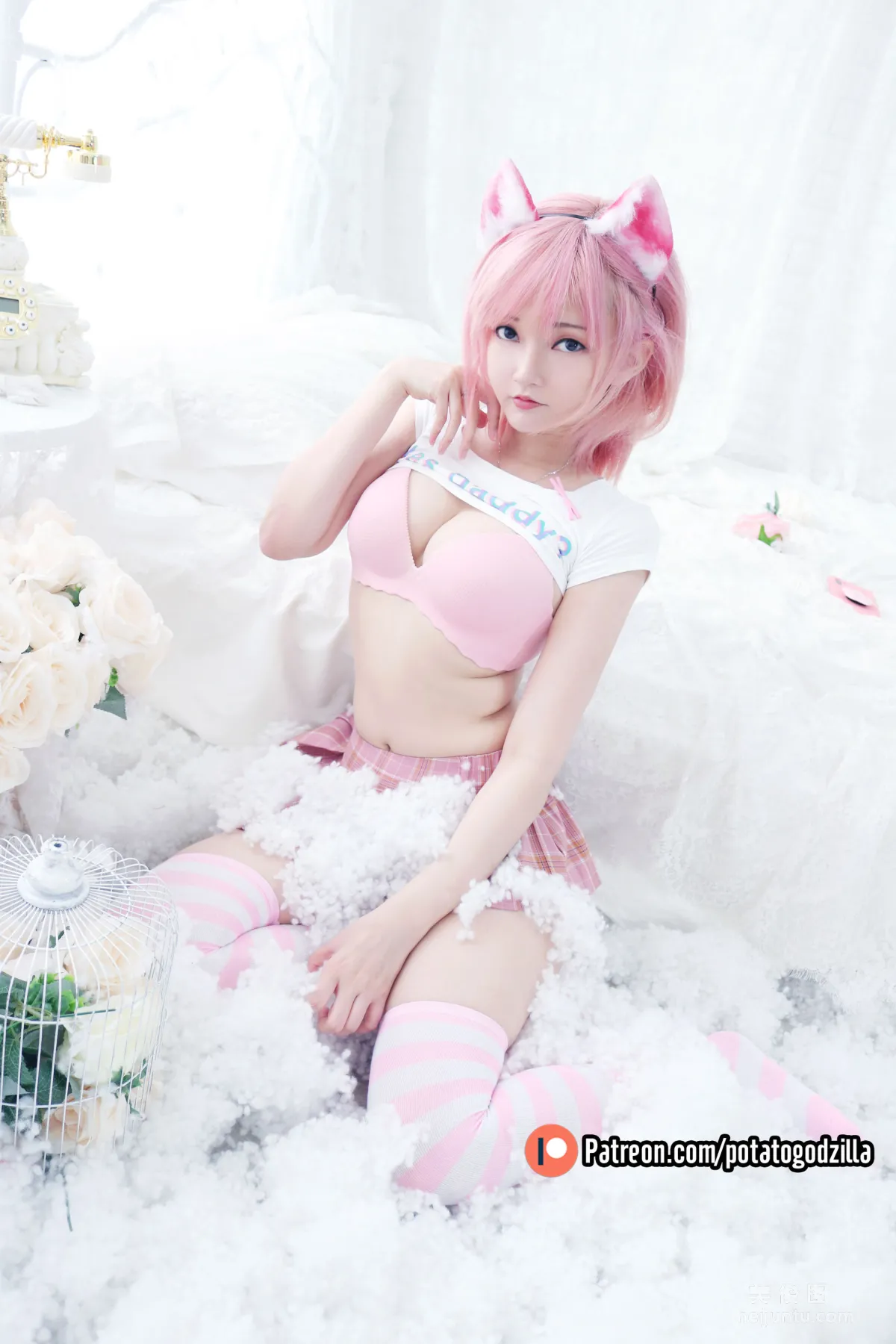 Coser小姐姐Potato Godzilla - Pink Casual 套圖 9