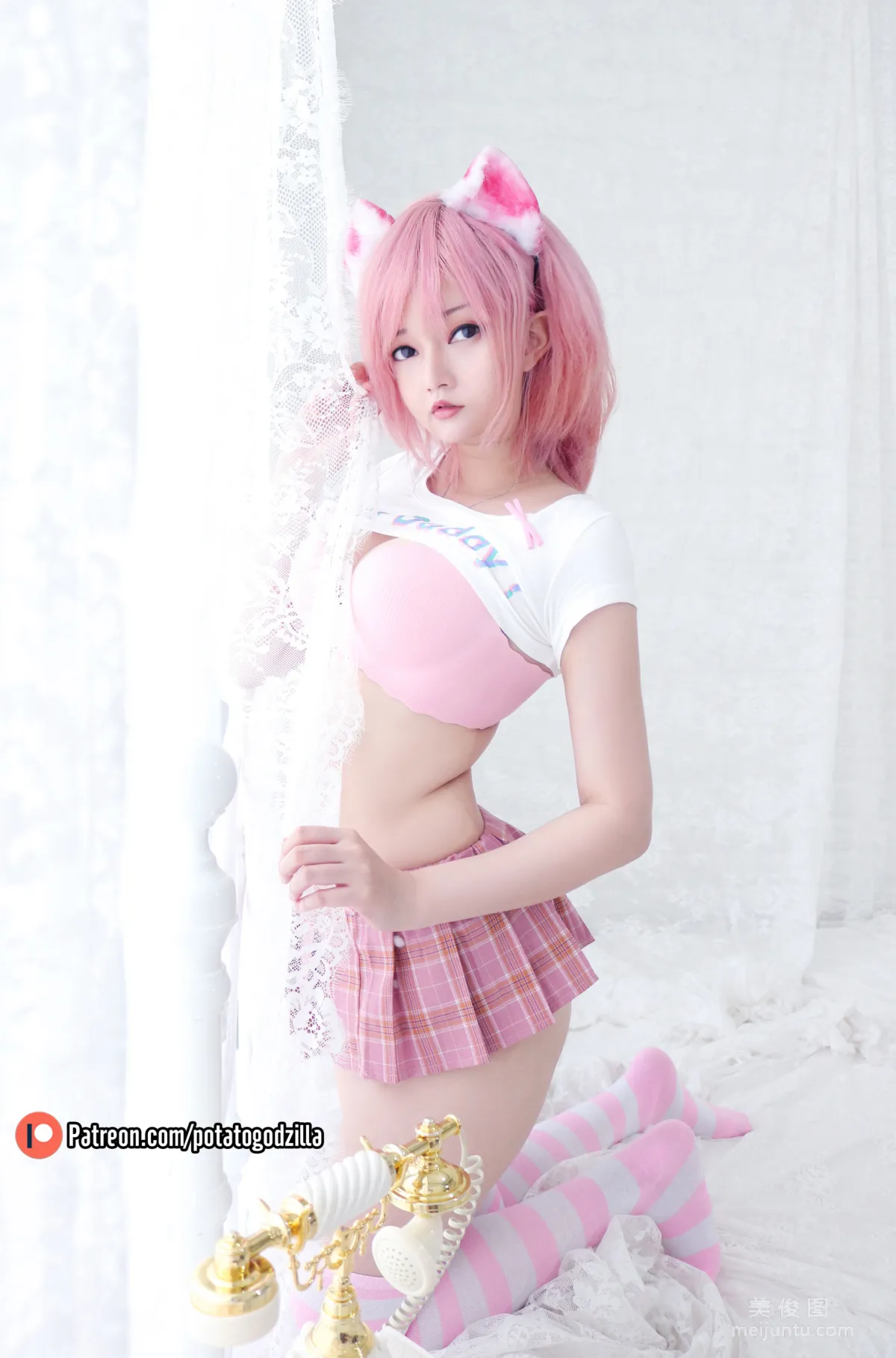 Coser小姐姐Potato Godzilla - Pink Casual 套圖 18