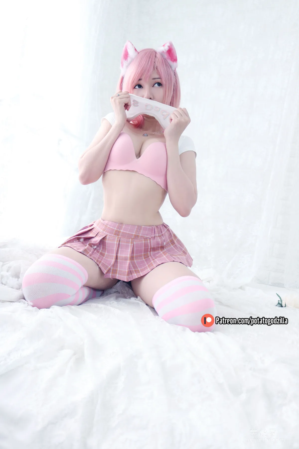 Coser小姐姐Potato Godzilla - Pink Casual 套圖 24