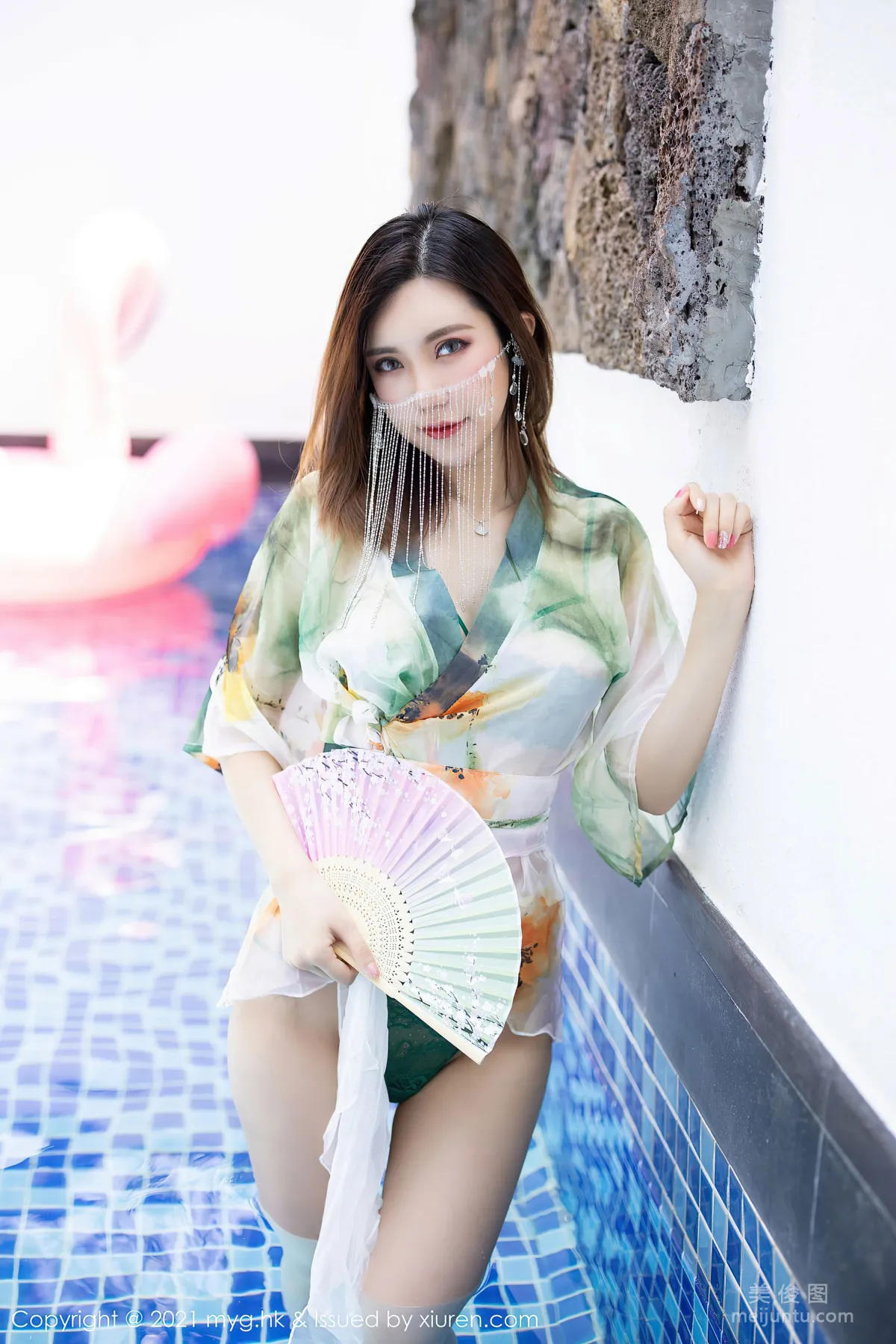 [美媛館MyGirl] Vol.522 绮裡嘉Carina - 室外泳池性感濕身 45