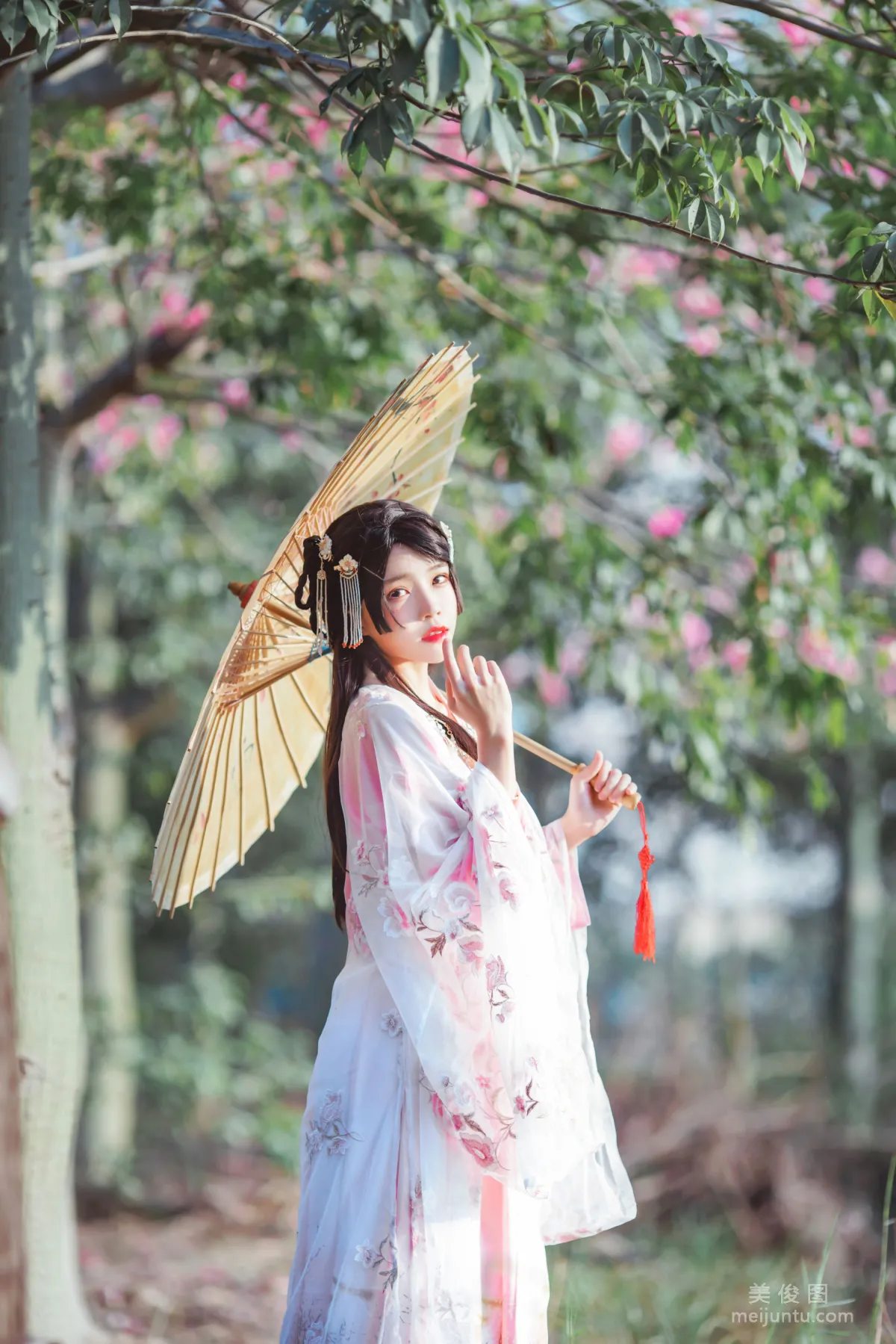 [COS福利] 桜桃喵 - 溫柔之漢服桃花 4