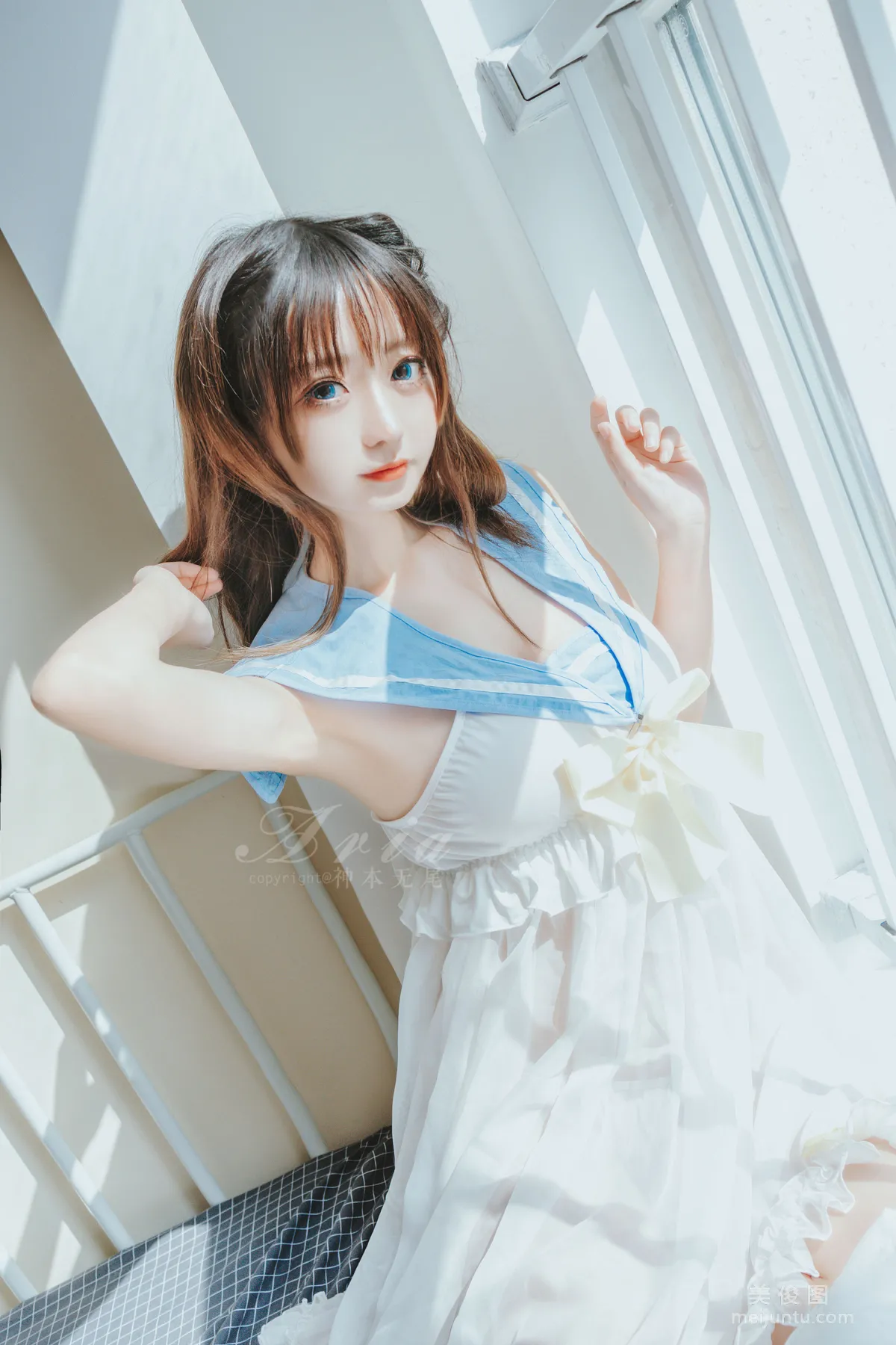 [COS福利] 神本无尾_Aria - 蓝色睡裙4