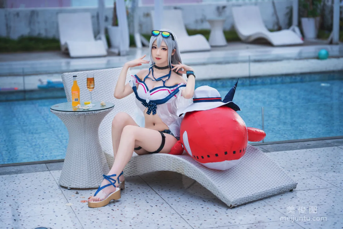 小姐姐弥音音ww - 明日方舟 斯卡蒂泳装 写真套图17