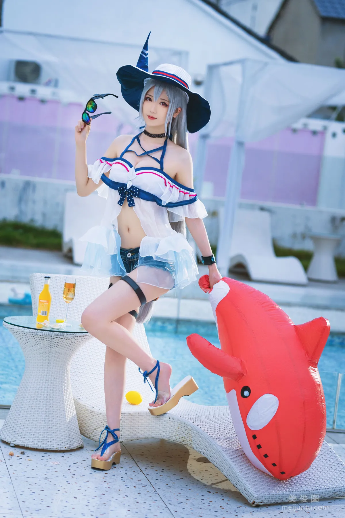 小姐姐弥音音ww - 明日方舟 斯卡蒂泳装 写真套图24