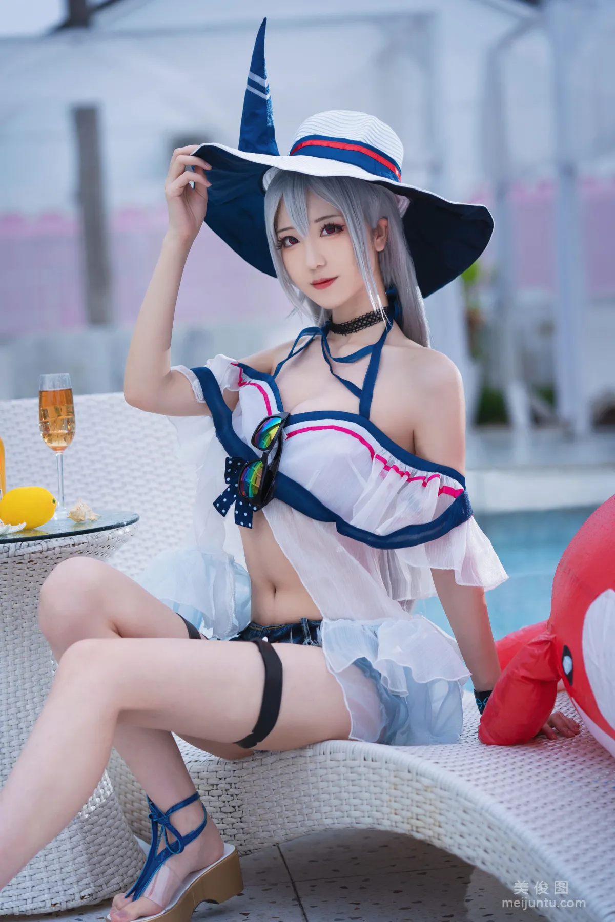 小姐姐弥音音ww - 明日方舟 斯卡蒂泳装 写真套图6